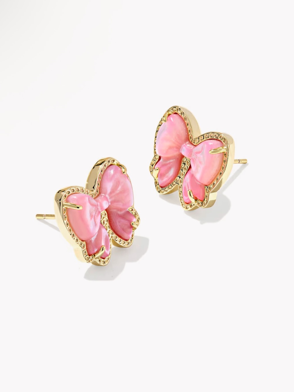 Kendra Scott Haley Gold Pink Bow Earrings NEW $80